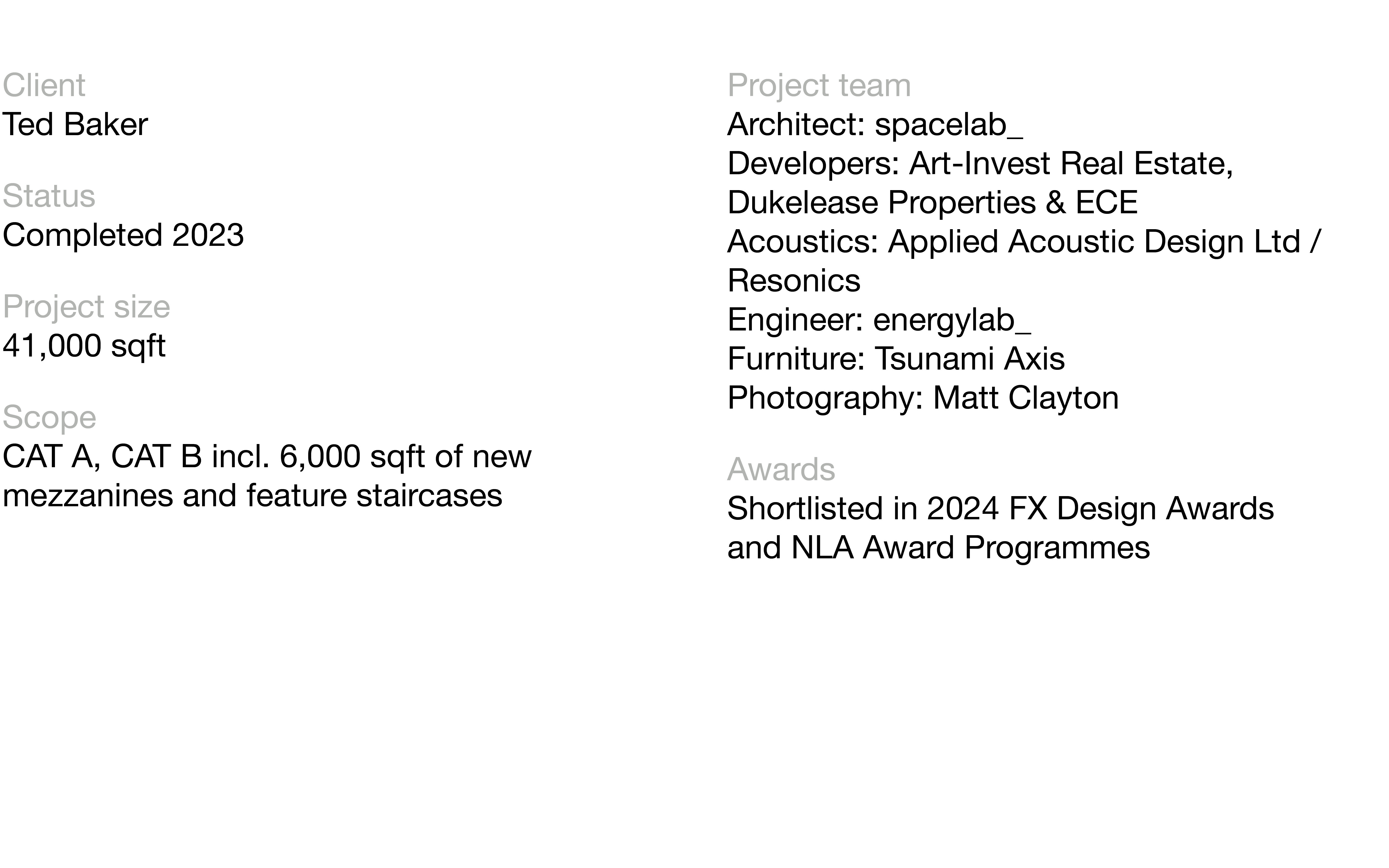 Project Metrics Ted Baker